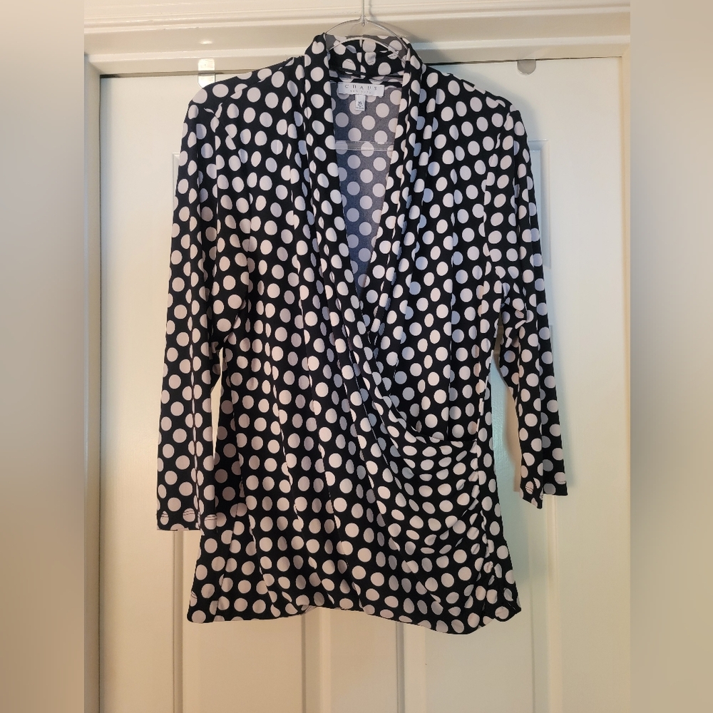 EUC Chaus Black with White Polka Dot Top - Size XL - Stunning!